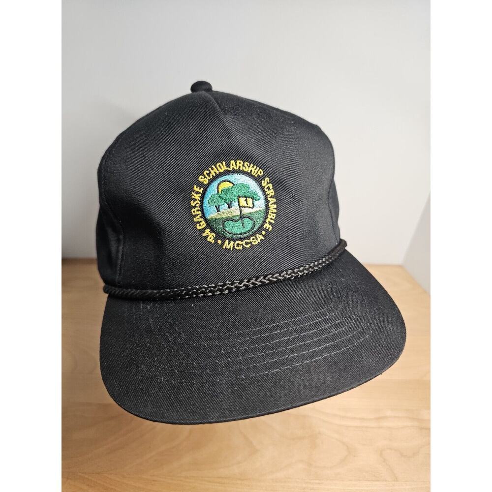 Vintage 94 Garske Scholarship Golf Hat Black Rope Strap Back EUC
